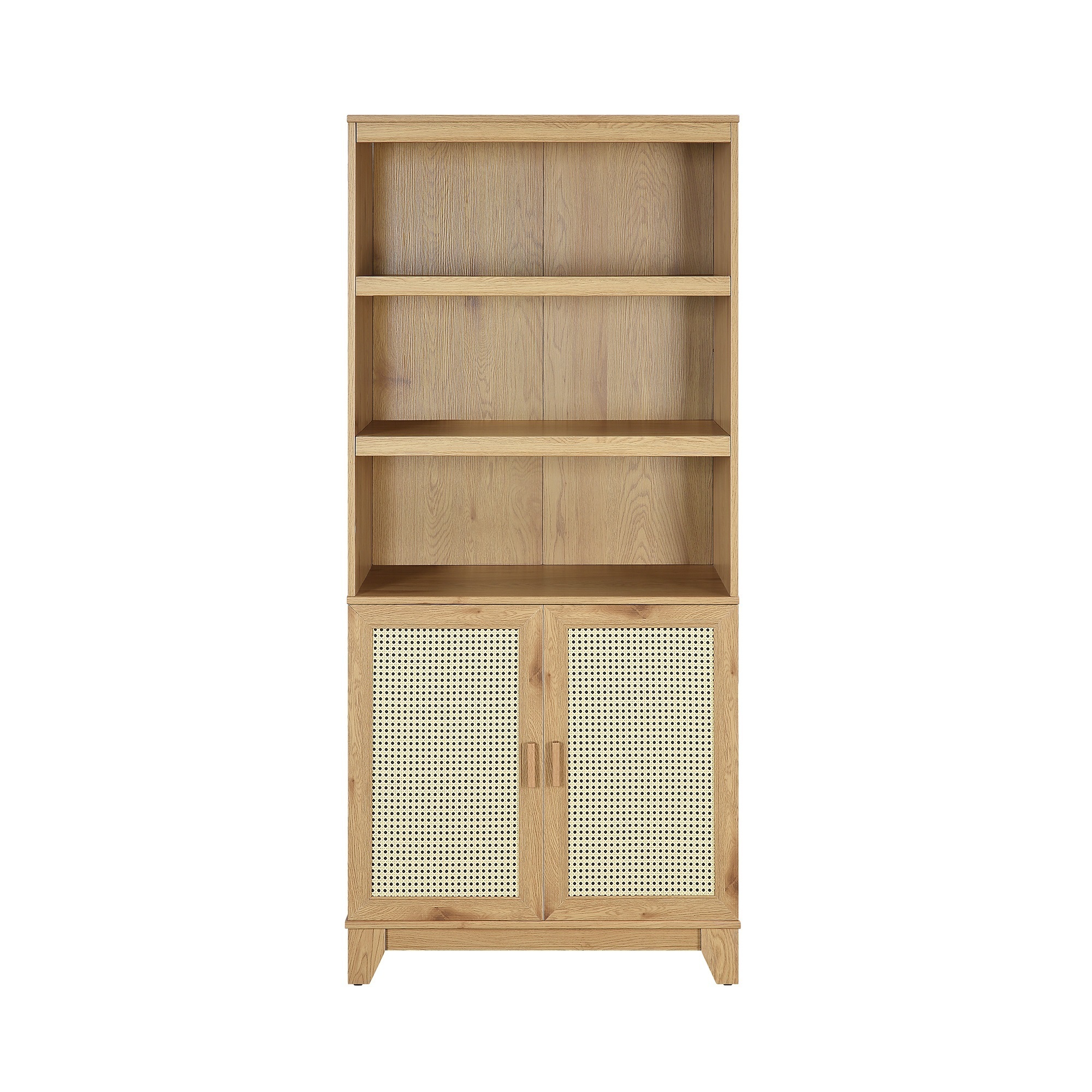 Manhattan Comfort, Sheridan Modern Cane Bookcase in Nature, Height 70.86 in, Shelves (qty.) 7 Material MDF, Model# BC-6GLF